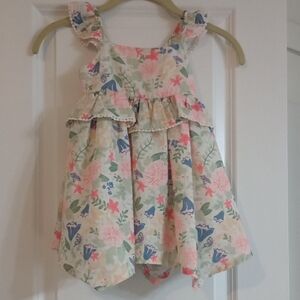 Tommy Bahama Girls Pink and Green Floral Dress Size 24 Months